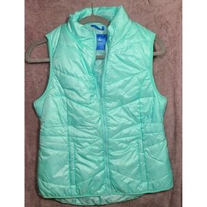 FLIRTITUDE Active Women's Puffer Vest Medium Mint Green Full Zip Puffer Pockets